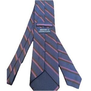 BREUER for CULWELL & SON Blue/Purple Diagonal Stripes 100% Silk
